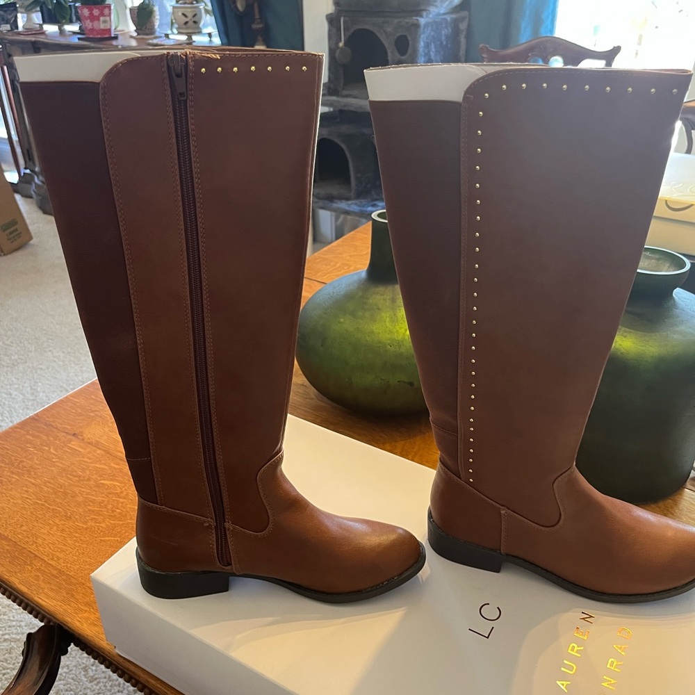LC Lauren Conrad Tan Over the Knee Boots